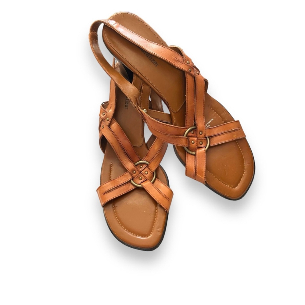 Naturalizer Brown Leather Slingback Block Heels